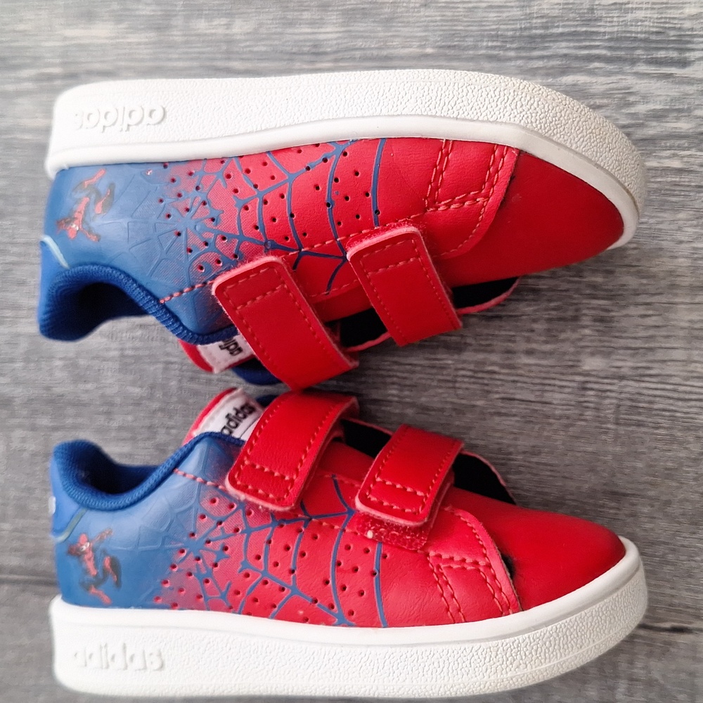 Toddler Adidas Spiderman Velcro Shoes, size 5c, Blue & Red - Picture 2 of 8